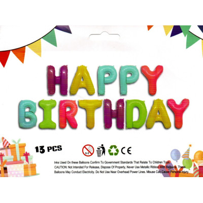 Фольгированные буквы макарун HAPPY BIRTHDAY, 40 см