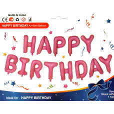 Фольговані літери рожеві HAPPY BIRTHDAY, 40 см