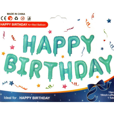 Фольговані літери блакитні HAPPY BIRTHDAY, 40 см