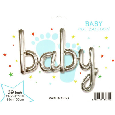 Фольгированные буквы серебряные Baby, 98Х65 см в упаковке