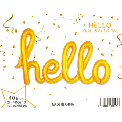 Фольговані літери золоті hello, 113Х46 см в упаковці
