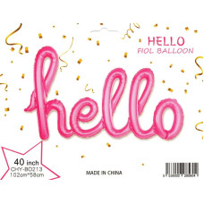 Фольговані літери рожеві hello, 113Х46 см у пакованні