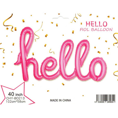 Фольгированные буквы розовые hello, 113Х46 см в упаковке