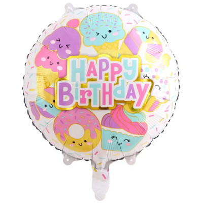 Фольгована куля "Happy Birthday" морозива(Китай)