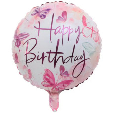 Фольгована куля Happy Birthday метелики (Китай)