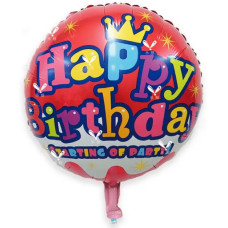 Фольгована куля Happy Birthday червона з короною (Китай)