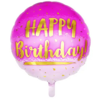 Шар фольгированный Happy Birthday на розовом фоне (Китай)