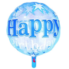 Фольгована куля прозора Happy Birthday синя (Китай)