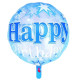 Фольгированный шар прозрачный Happy Birthday синий (Китай)