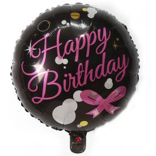Фольгована куля Happy Birthday круги на чорному (Китай)