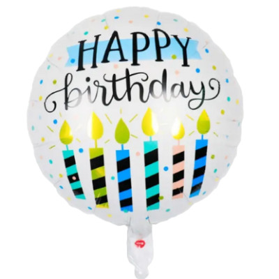 Шарик фольгированный "Happy Birthday свечи" (Китай)