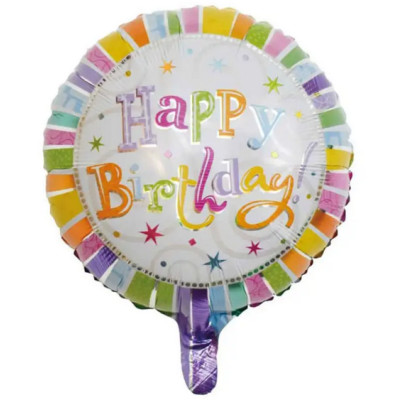 Воздушный фольгированный шар Happy Birthday радуга (Китай)