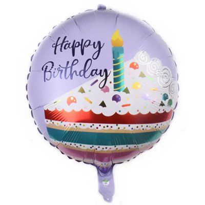 Повітряна фольгована куля "Happy Birthday" тортик зі свічкою (Китай)