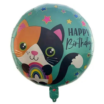 Повітряна фольгована куля Happy Birthday кішечка (Китай)