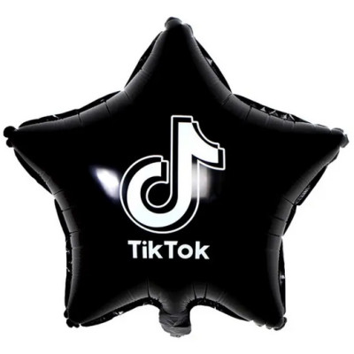 Фольгированная звезда "Тик Ток" чёрная, 45 см (Китай)