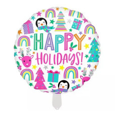 Куля фольгована кругла "Happy Holidays" пінгвіни (Китай)