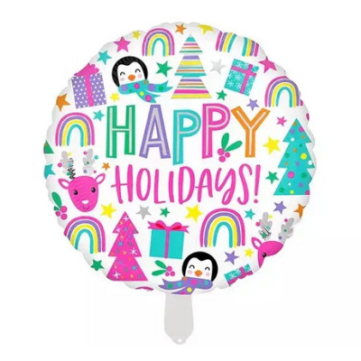Куля фольгована кругла "Happy Holidays" пінгвіни (Китай)