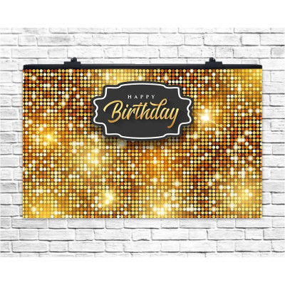 Плакат для праздника Happy Birthday золото 75х120 см