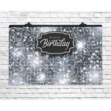 Плакат для свята Happy Birthday срібло 75х120 см