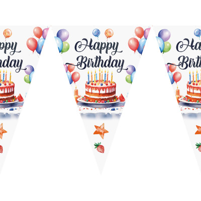 Прапорці гірлянди "Happy Birthday тортик"