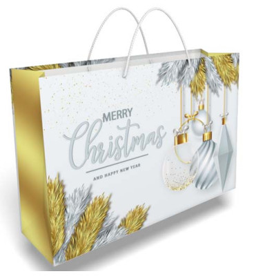 Пакет для подарунка великий горизонтальний "Merry Christmas" 36х24 см