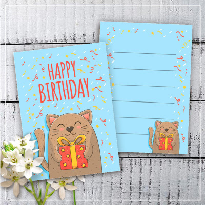 Мини открытки "Happy Birthday" (10 штук)