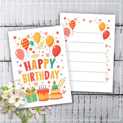 Мини открытки "Happy Birthday" (10 штук)