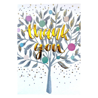Мини открытка с тиснением Thank you 8,5х12,5 см