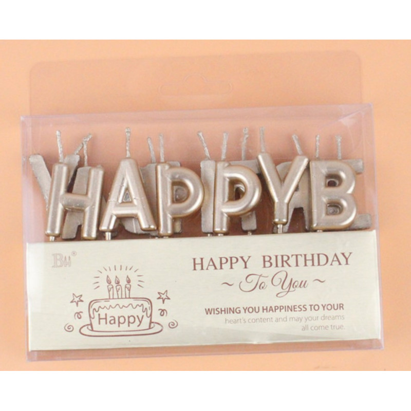 Свічки букви "Happy Birthday" шампань