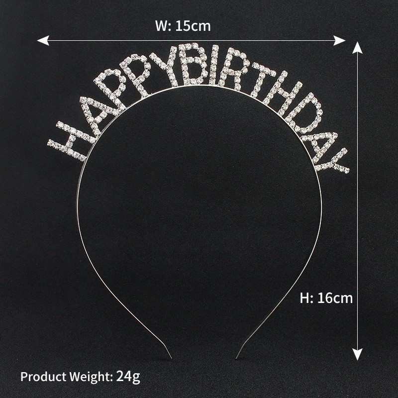 Обруч "Happy Birthday" срібний