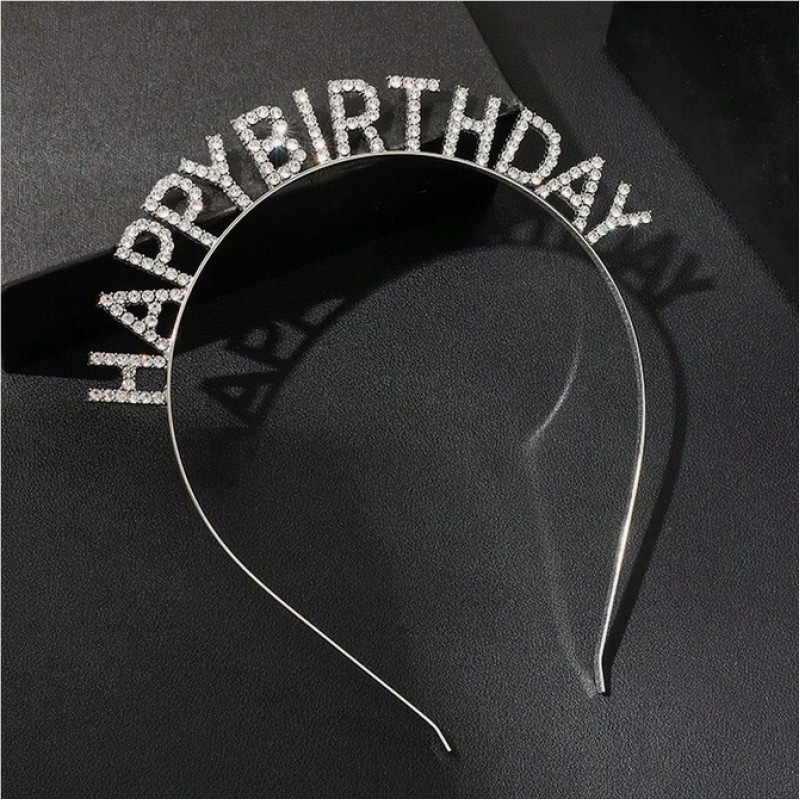 Обруч "Happy Birthday" срібний
