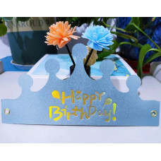 Святкова паперова корона "Happy Birthday" блакитна