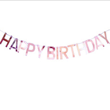 Паперова гірлянда літери Happy Birthday рожеве золото, 2 метри