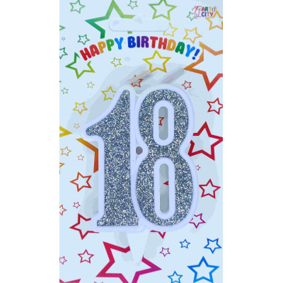 Свічка цифра ювілейна срібло "18"