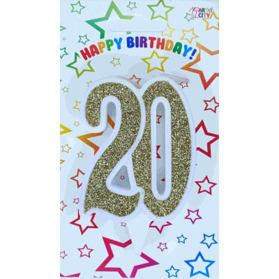 Свічка цифра ювілейна золото "20"
