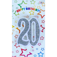 Свічка цифра ювілейна срібло "20"