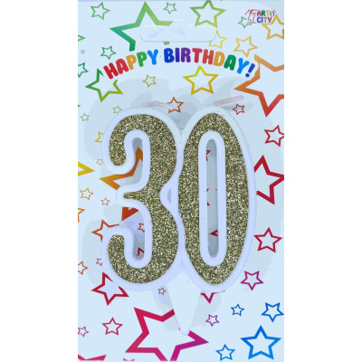 Свічка цифра ювілейна золото "30"