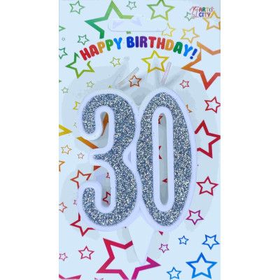 Свічка цифра ювілейна срібло "30"