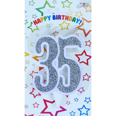Свічка цифра ювілейна срібло "35"