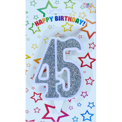 Свічка цифра ювілейна срібло "45"
