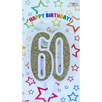 Свічка цифра ювілейна золото "60"
