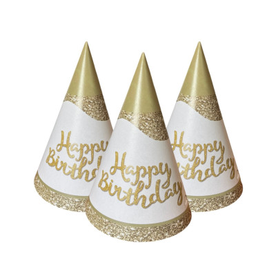 Ковпаки святкові "Happy Birthday блискітки", 20 шт/уп
