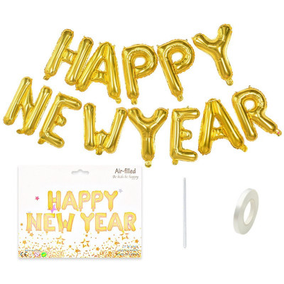 Фольговані літери HAPPY NEW YEAR, золото 40 см