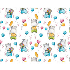 Подарунковий папір для пакування "Бегемотик", 5 шт./пач.