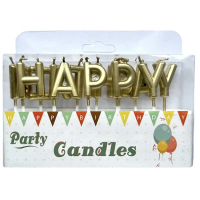 Свічки-літери "Happy Birthday" золото