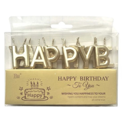 Свічки букви "Happy Birthday" шампань