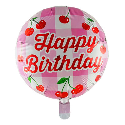 Фольгированный шар Happy Birthday вишенки (Китай)