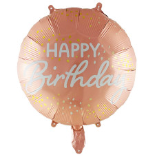 Фольгована куля Happy Birthday рожевий з конфеті (Китай)