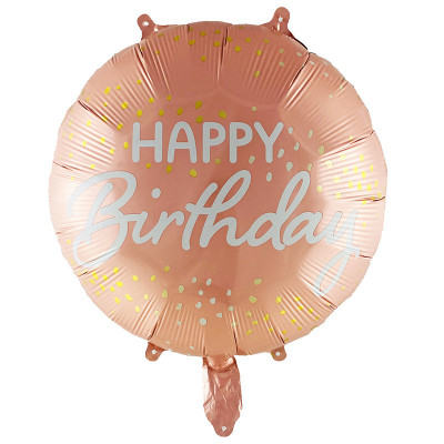 Фольгированный шар Happy Birthday розовый с конфетти (Китай)
