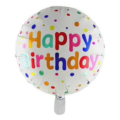 Фольгована куля Happy Birthday кольорові конфеті (Китай)